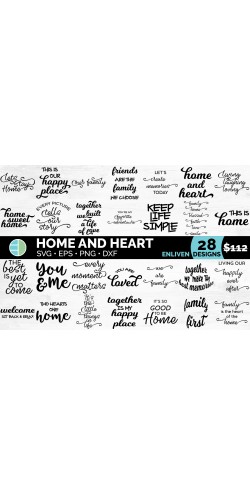 Family SVG Quotes Bundle | Home and Heart